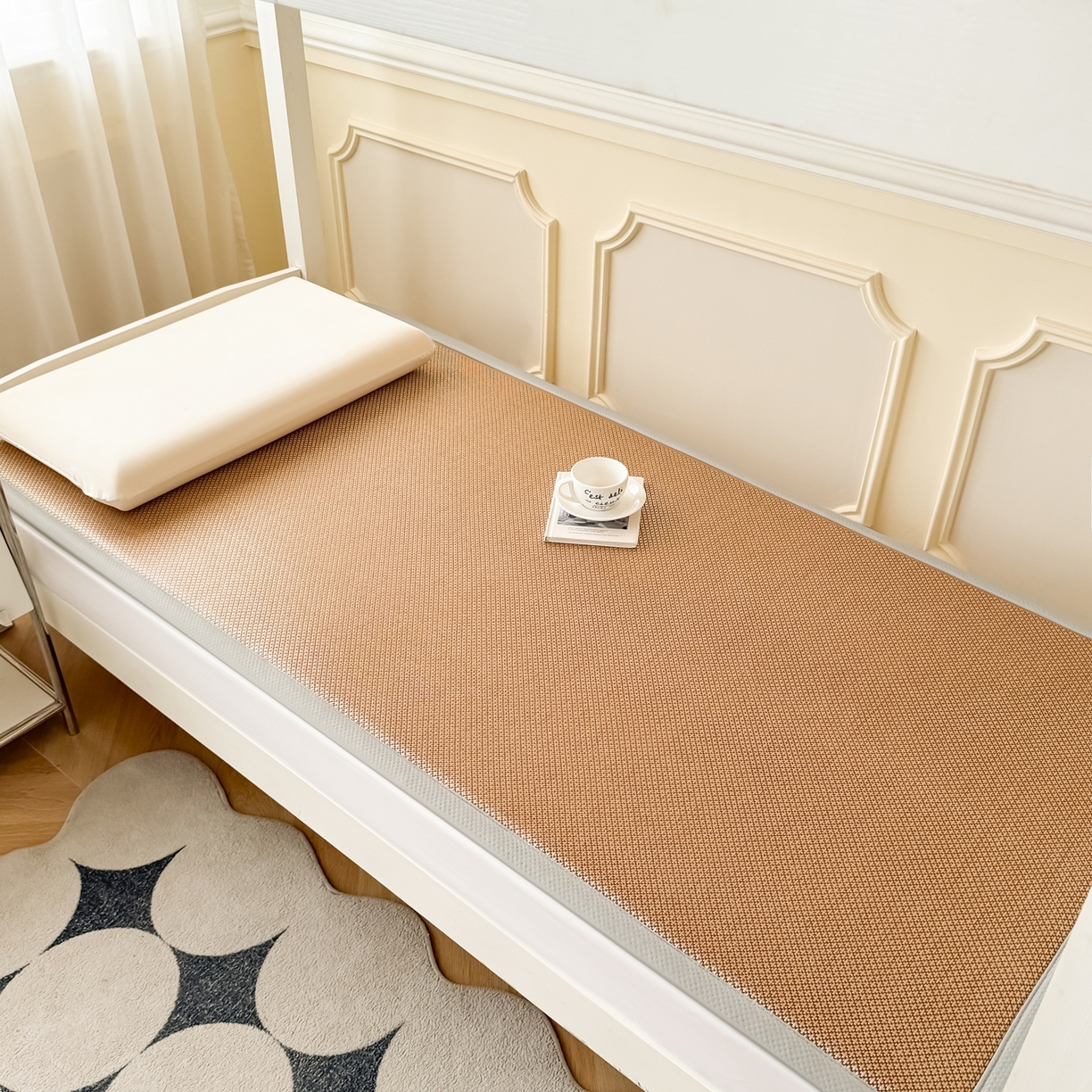 91家纺网 家纺一手货源 找家纺 （总）卡罗兰 2025新款提花冰藤按摩床褥双面四季通用学生床垫