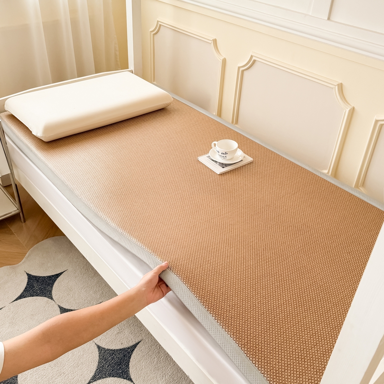 91家纺网 家纺一手货源 找家纺 （总）卡罗兰 2025新款提花冰藤按摩床褥双面四季通用学生床垫