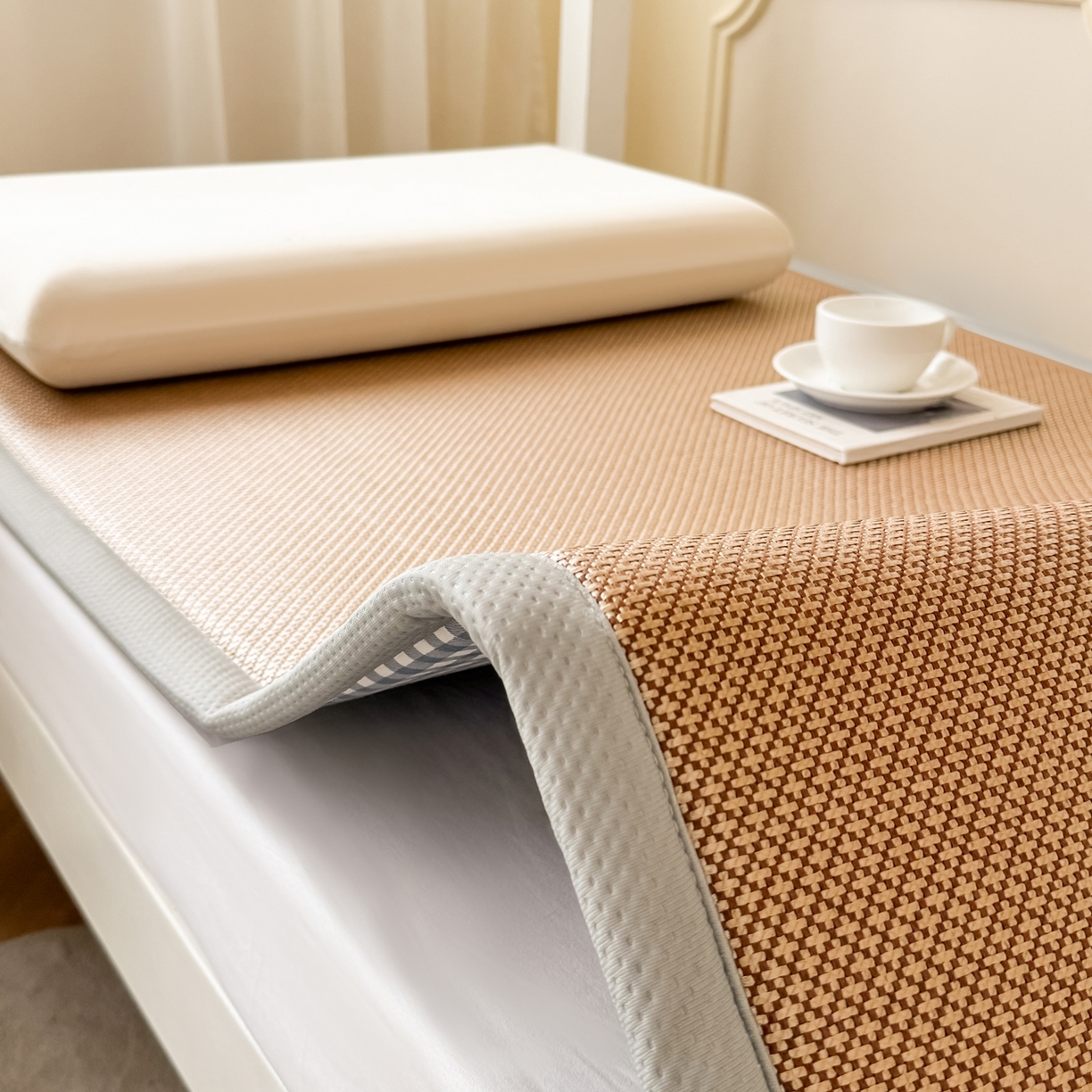 91家纺网 家纺一手货源 找家纺 （总）卡罗兰 2025新款提花冰藤按摩床褥双面四季通用学生床垫