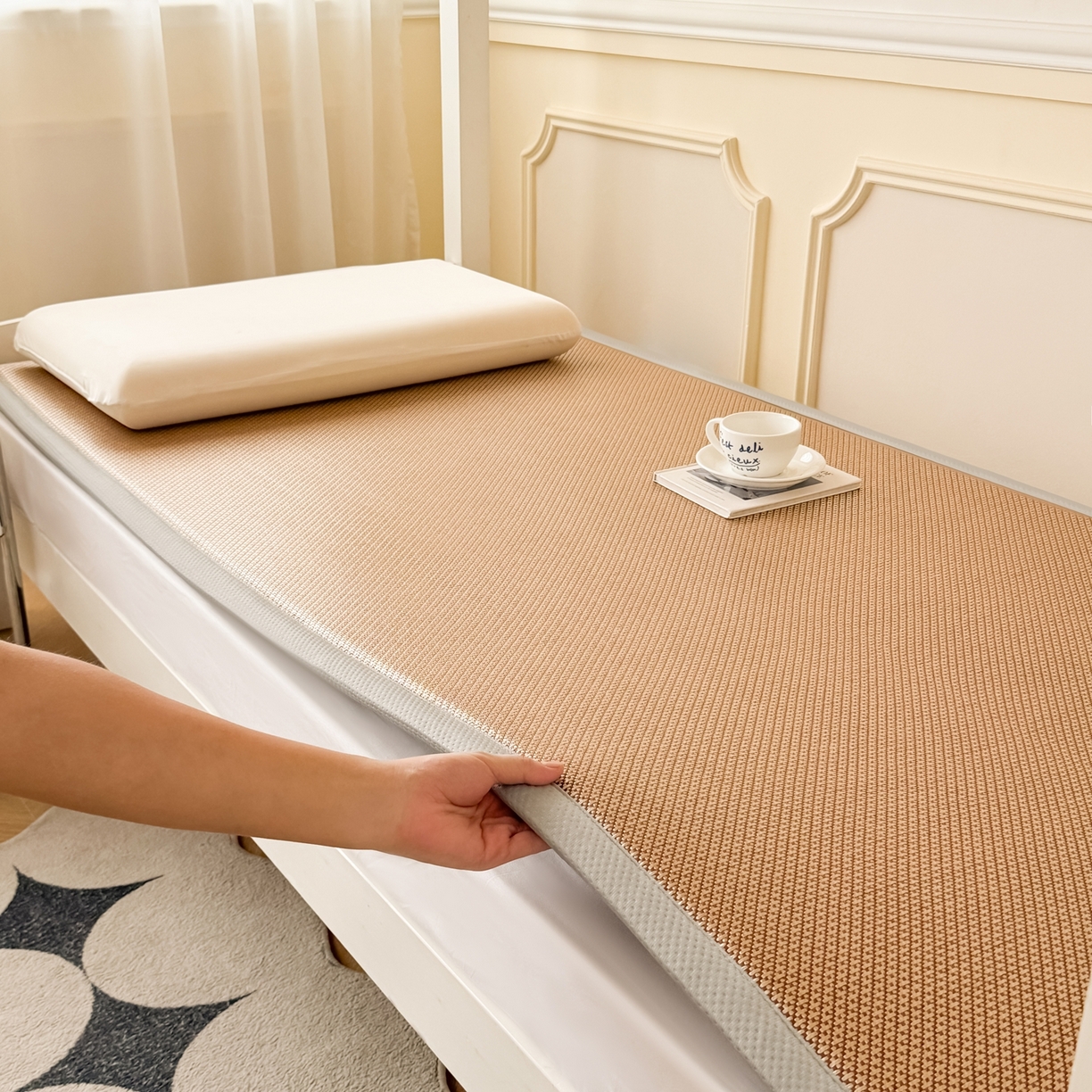 91家纺网 家纺一手货源 找家纺 （总）卡罗兰 2025新款提花冰藤按摩床褥双面四季通用学生床垫