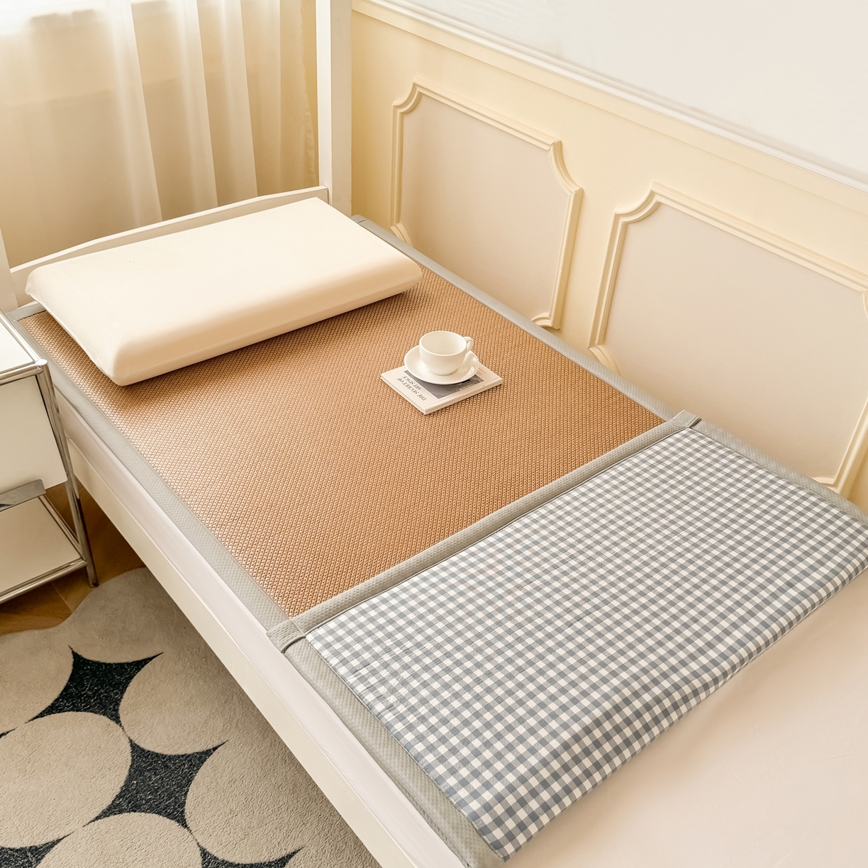 91家纺网 家纺一手货源 找家纺 （总）卡罗兰 2025新款提花冰藤按摩床褥双面四季通用学生床垫