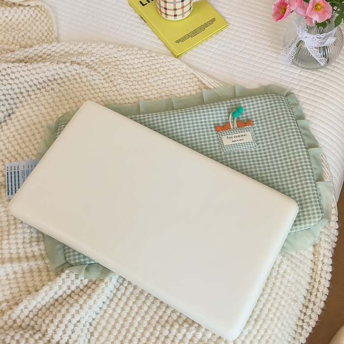 91家纺网 家纺一手货源 找家纺 诺可 2025新款凉感学生儿童记忆枕枕头枕芯-花边郁金香 绿色