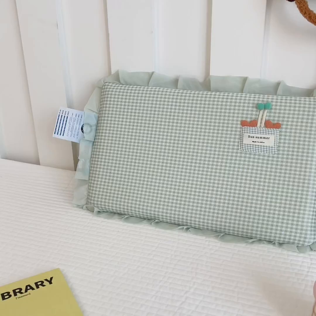91家纺网 家纺一手货源 找家纺 诺可 2025新款凉感学生儿童记忆枕枕头枕芯-花边郁金香 绿色