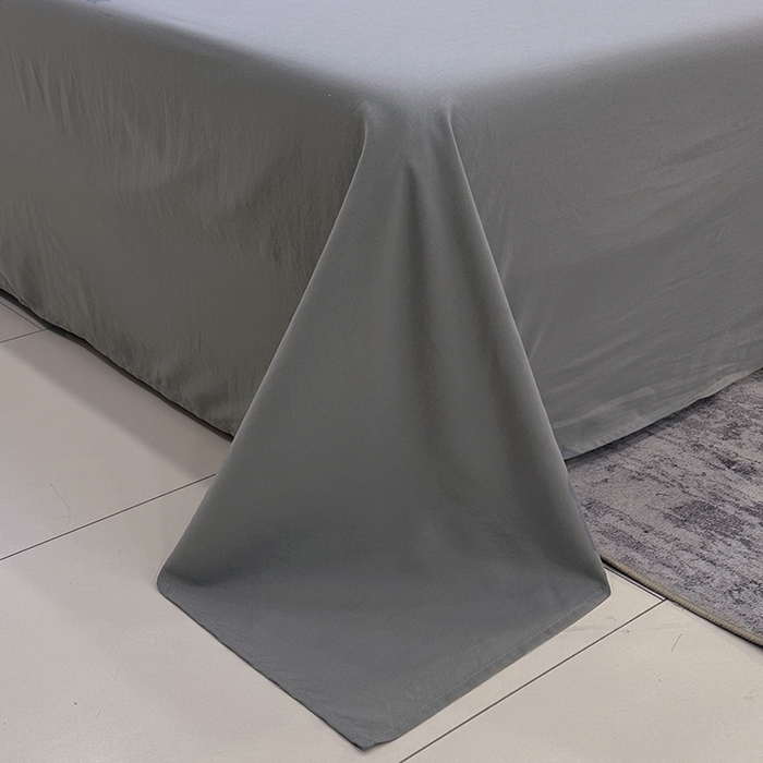 91家纺网 家纺一手货源 找家纺 优纤家纺 2025新款简约亲肤四件套床单床笠学生三件套-格子条纹系列 灰小格