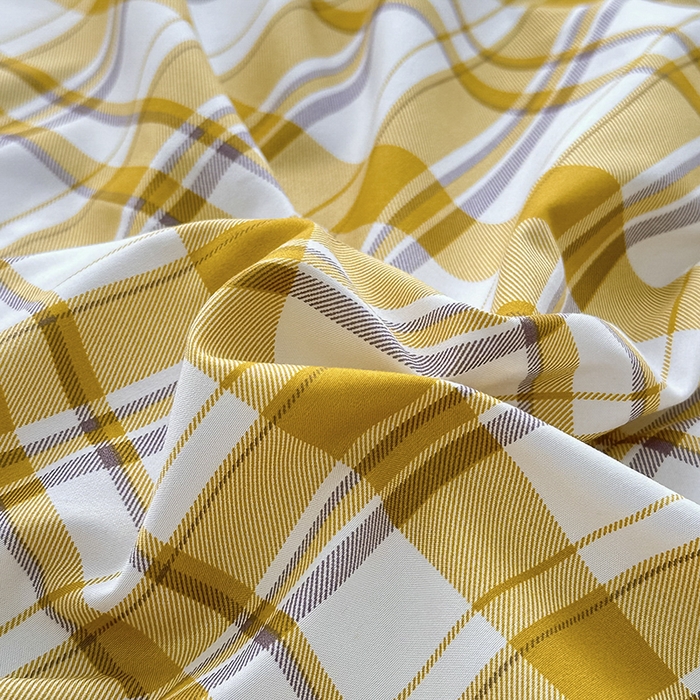 91家纺网 家纺一手货源 找家纺 优纤家纺 2025新款简约亲肤四件套床单床笠学生三件套-格子条纹系列 芒果格