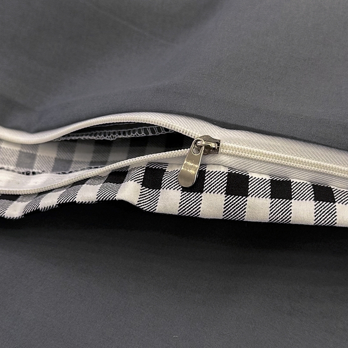 91家纺网 家纺一手货源 找家纺 优纤家纺 2025新款简约亲肤四件套床单床笠学生三件套-格子条纹系列 黑白小格