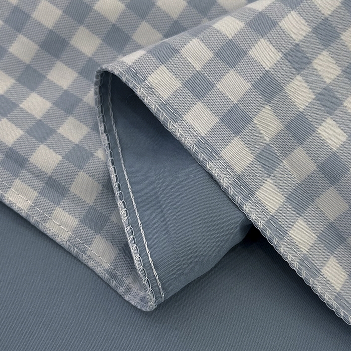 91家纺网 家纺一手货源 找家纺 优纤家纺 2025新款简约亲肤四件套床单床笠学生三件套-格子条纹系列 蓝小格