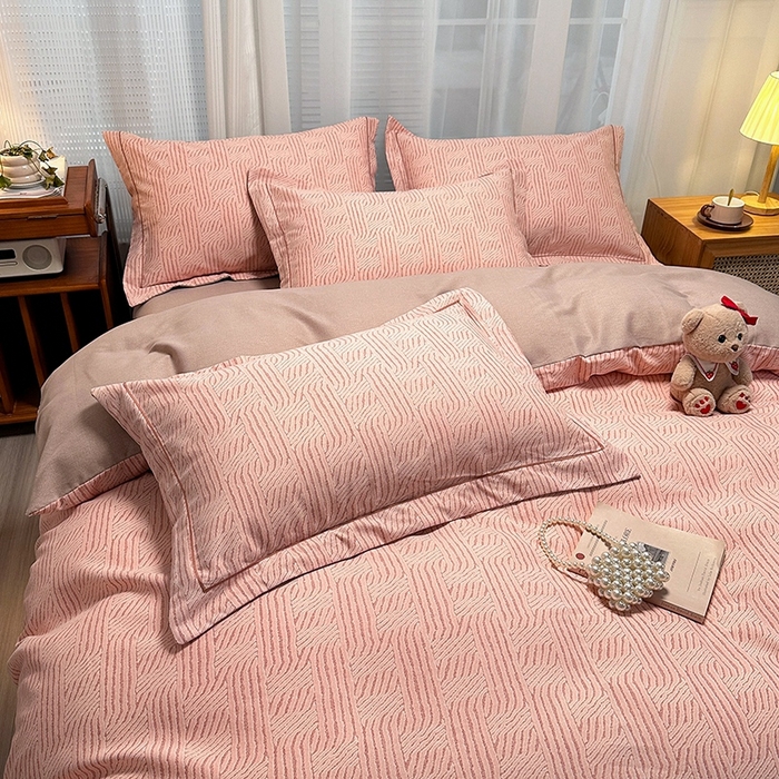 91家纺网 家纺一手货源 找家纺 卡普家居 2025新款全棉纯棉磨毛加厚四件套系列-四件套 莫尔