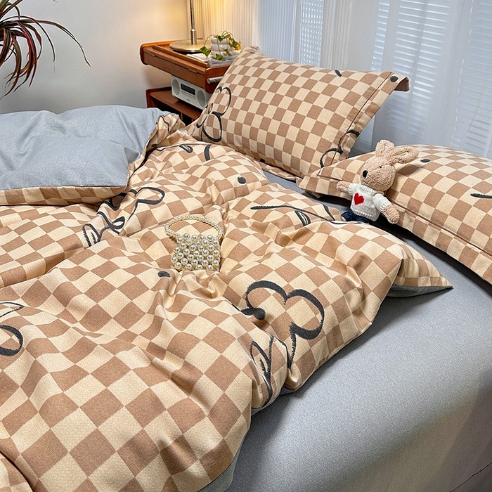 91家纺网 家纺一手货源 找家纺 卡普家居 2025新款全棉纯棉磨毛加厚四件套系列-四件套 南笙