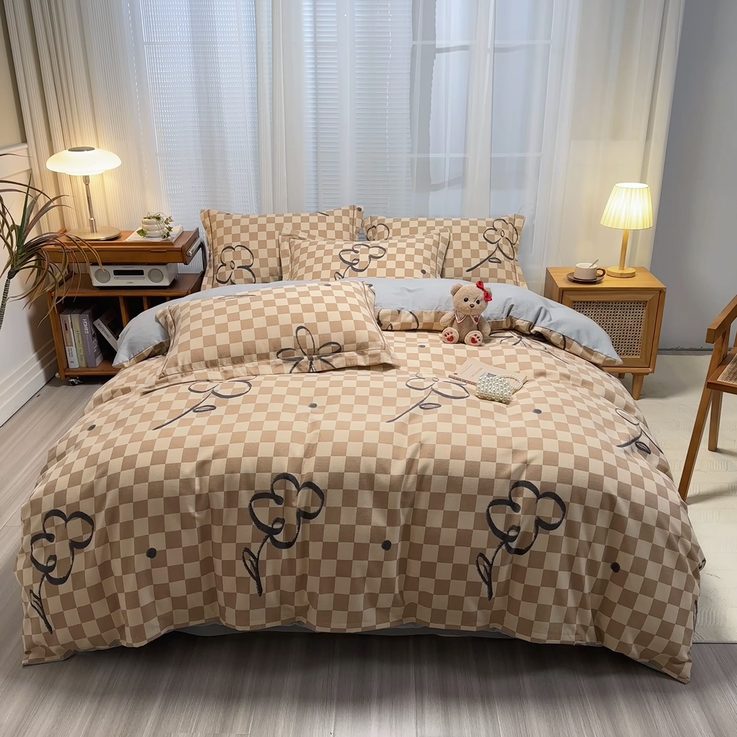 91家纺网 家纺一手货源 找家纺 卡普家居 2025新款全棉纯棉磨毛加厚四件套系列-四件套 南笙