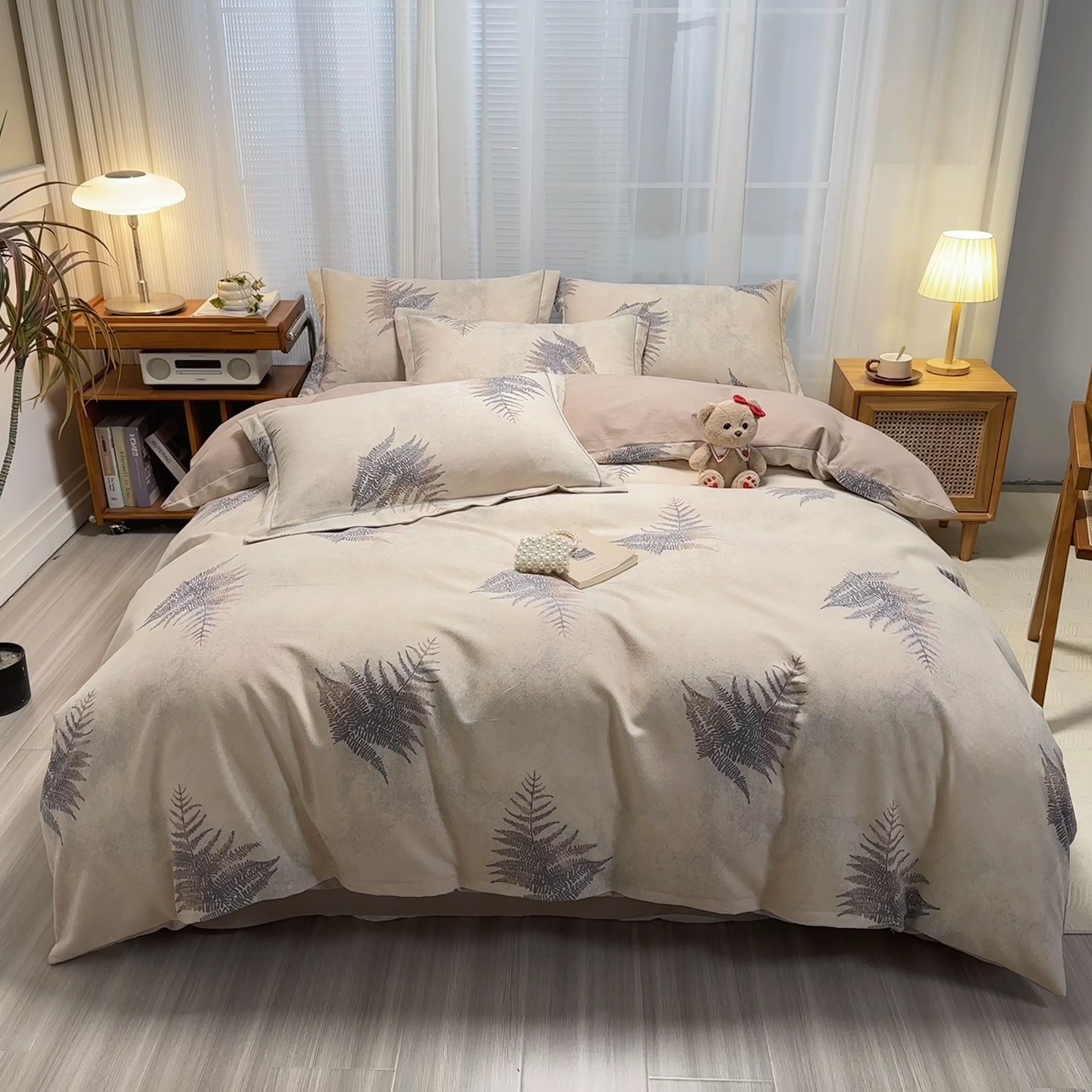 91家纺网 家纺一手货源 找家纺 卡普家居 2025新款全棉纯棉磨毛加厚四件套系列-四件套 杉杉恋曲