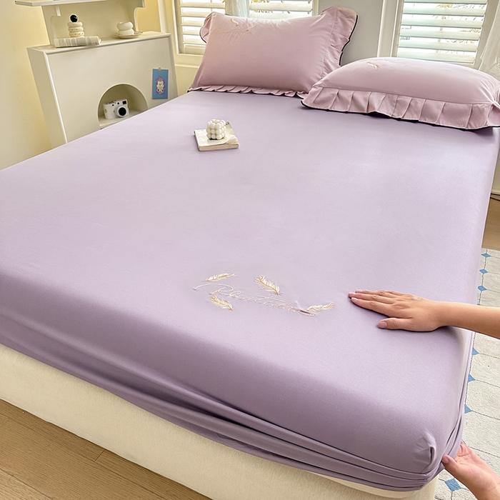 91家纺网 家纺一手货源 找家纺 （总）柔享家（原芷澜家纺） 2025新款法式纯色水洗棉刺绣绣花磨毛床笠三件套汇总（有同款四件套）