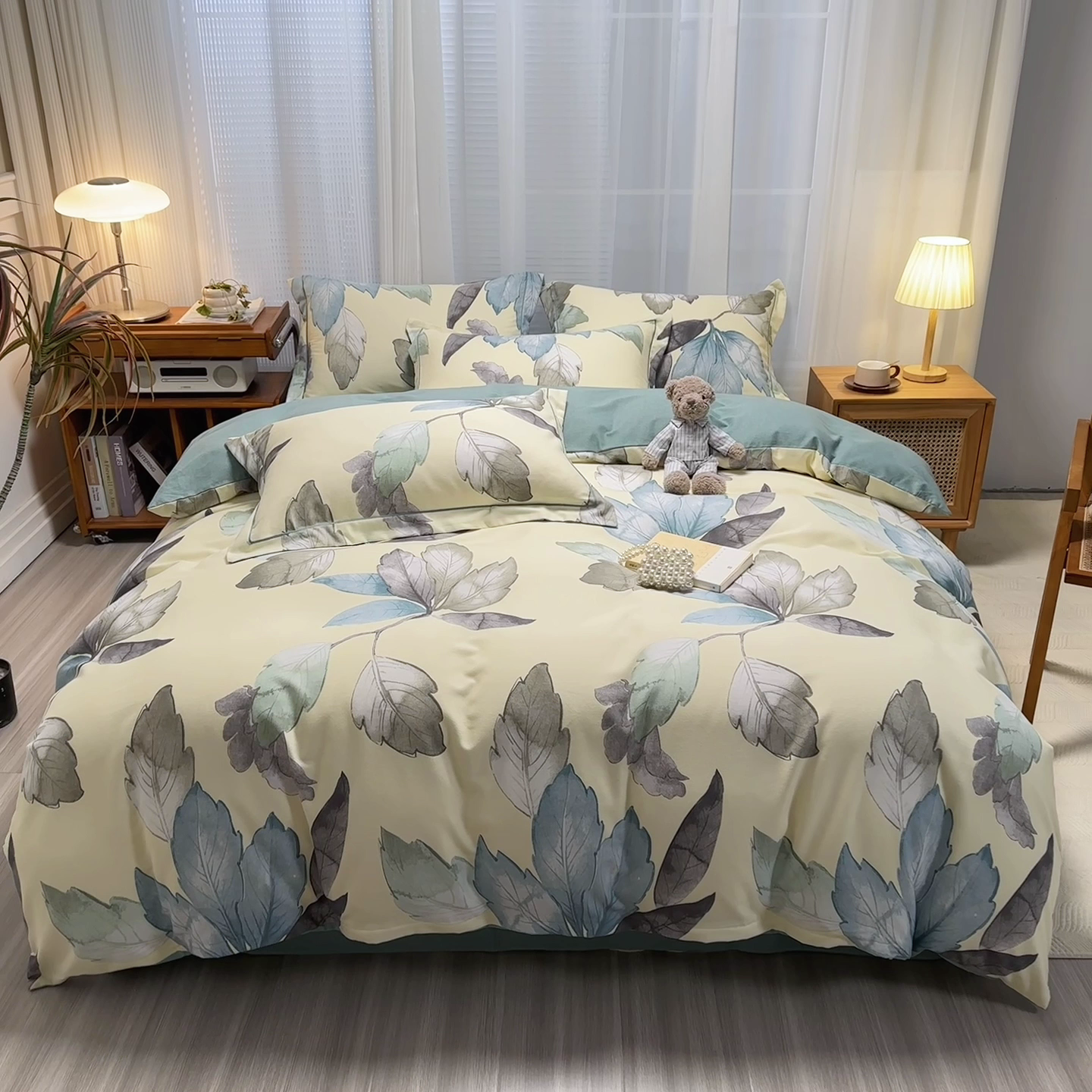 91家纺网 家纺一手货源 找家纺 卡普家居 2025新款全棉纯棉磨毛加厚四件套系列-四件套 水墨江南