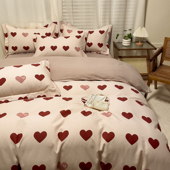 91家纺网 家纺一手货源 找家纺 卡普家居 2025新款全棉纯棉磨毛加厚四件套系列-四件套 完美恋人