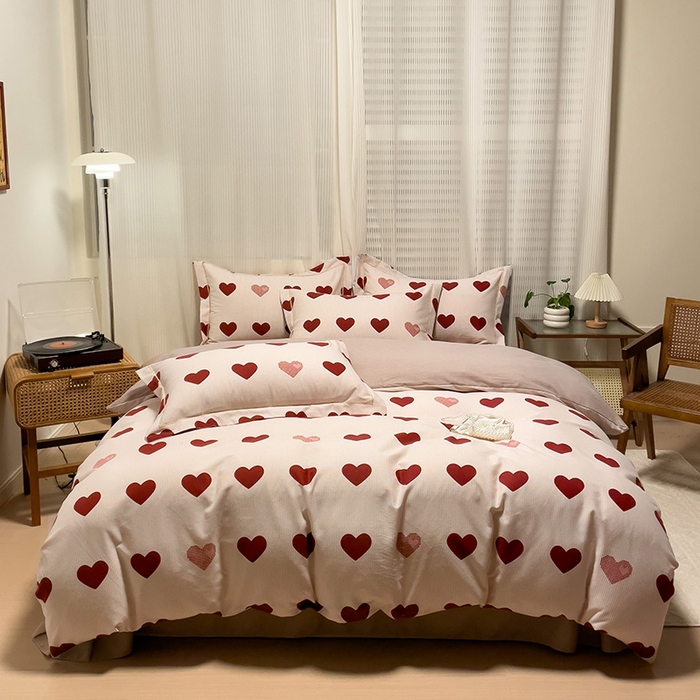 91家纺网 家纺一手货源 找家纺 卡普家居 2025新款全棉纯棉磨毛加厚四件套系列-四件套 完美恋人