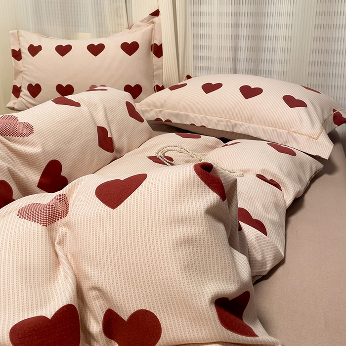 91家纺网 家纺一手货源 找家纺 卡普家居 2025新款全棉纯棉磨毛加厚四件套系列-四件套 完美恋人