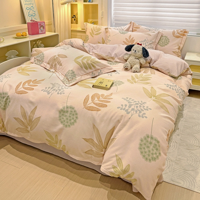 91家纺网 家纺一手货源 找家纺 卡普家居 2025新款全棉纯棉磨毛加厚单品系列-被套单件单被套 芊芊叶语