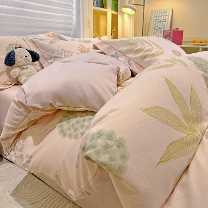 91家纺网 家纺一手货源 找家纺 卡普家居 2025新款全棉纯棉磨毛加厚单品系列-被套单件单被套 芊芊叶语