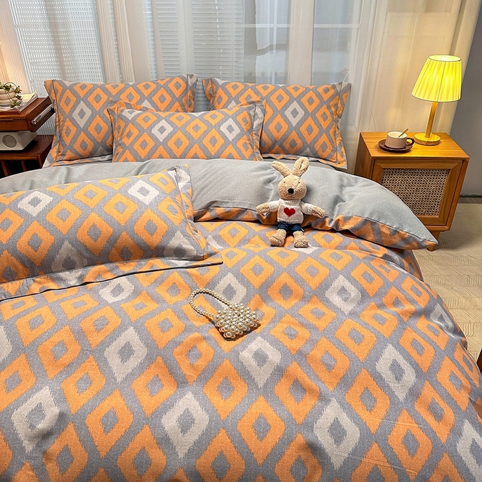 91家纺网 家纺一手货源 找家纺 卡普家居 2025新款全棉纯棉磨毛加厚四件套系列-四件套 伊格