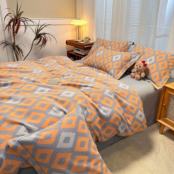 91家纺网 家纺一手货源 找家纺 卡普家居 2025新款全棉纯棉磨毛加厚四件套系列-四件套 伊格