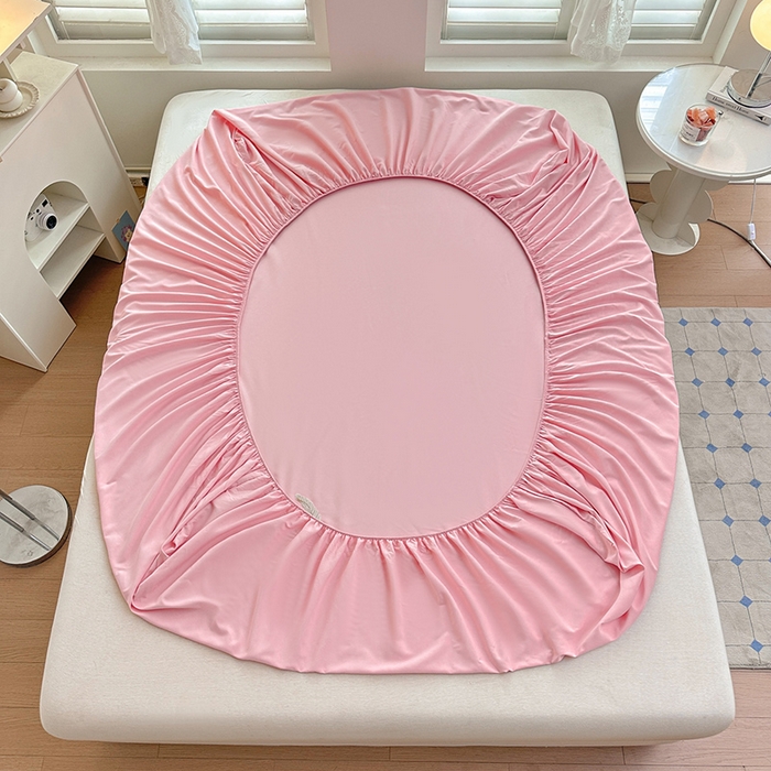 91家纺网 家纺一手货源 找家纺 柔享家（原芷澜家纺） 2025新款法式纯色水洗棉刺绣绣花磨毛床笠汇总（有同款四件套） 粉玉+米黄