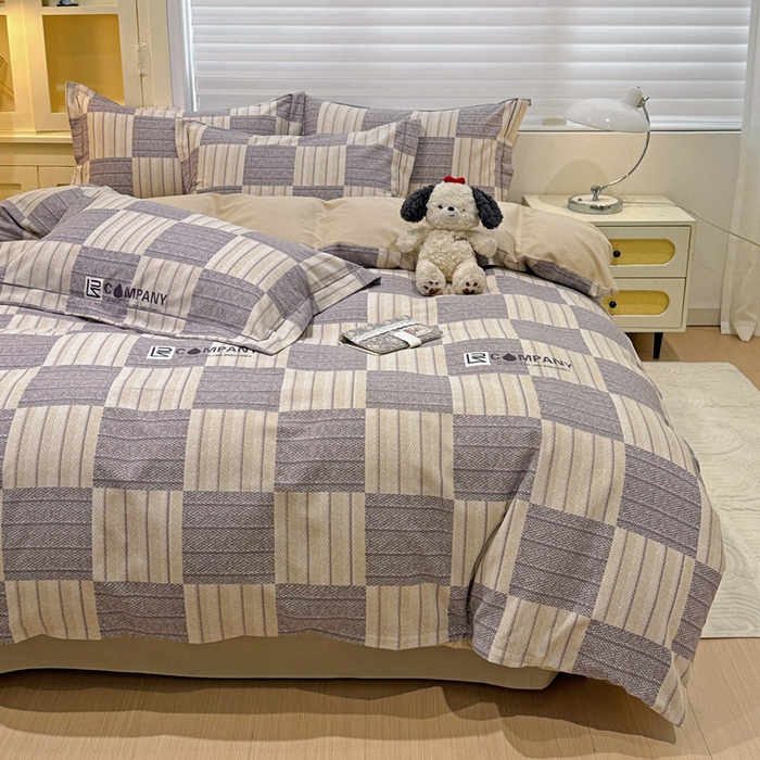 91家纺网 家纺一手货源 找家纺 卡普家居 2025新款全棉纯棉磨毛加厚四件套系列-四件套 埃德加