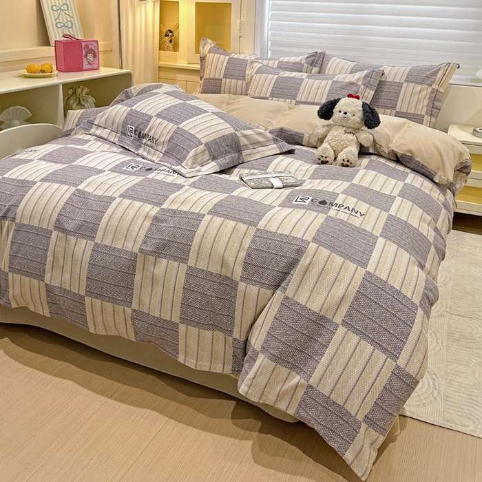 91家纺网 家纺一手货源 找家纺 卡普家居 2025新款全棉纯棉磨毛加厚四件套系列-四件套 埃德加