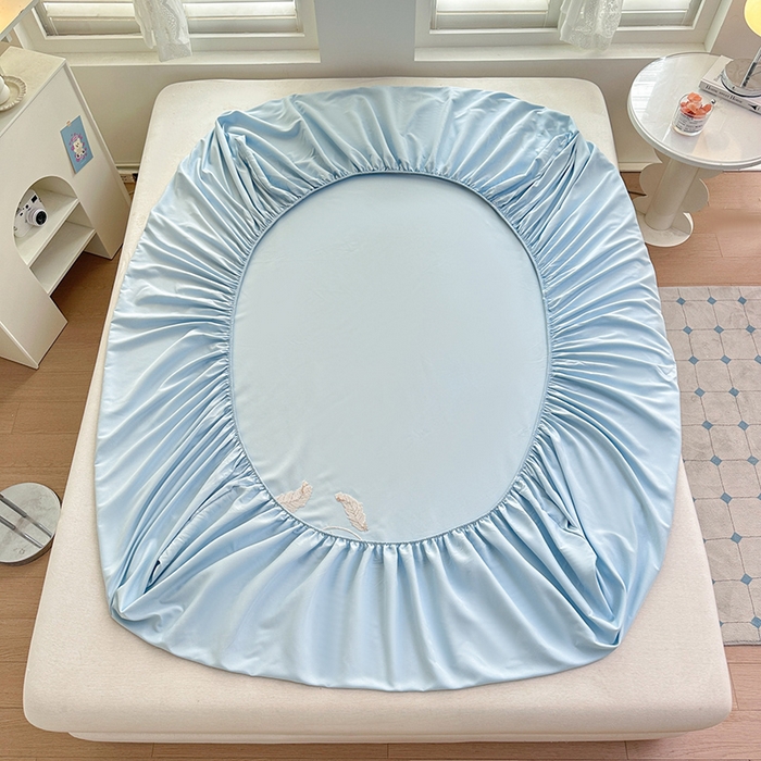 91家纺网 家纺一手货源 找家纺 柔享家（原芷澜家纺） 2025新款法式纯色水洗棉刺绣绣花磨毛床笠汇总（有同款四件套） 天际蓝+藏蓝