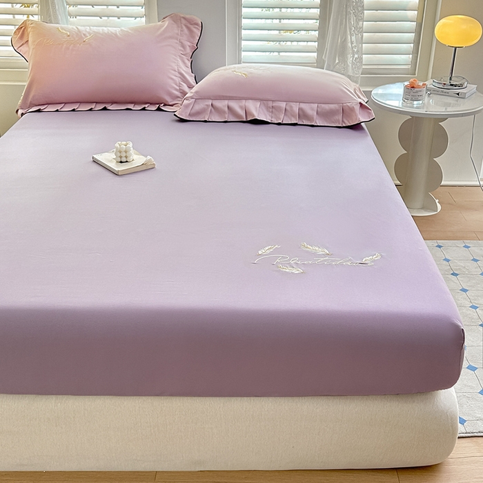 91家纺网 家纺一手货源 找家纺 柔享家（原芷澜家纺） 2025新款法式纯色水洗棉刺绣绣花磨毛床笠汇总（有同款四件套） 香芋紫+丁香紫