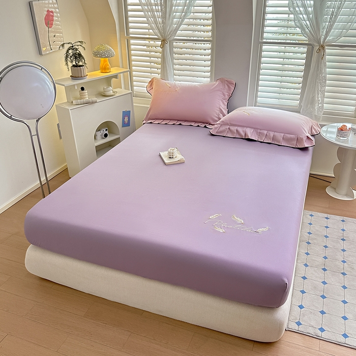 91家纺网 家纺一手货源 找家纺 柔享家（原芷澜家纺） 2025新款法式纯色水洗棉刺绣绣花磨毛床笠汇总（有同款四件套） 香芋紫+丁香紫