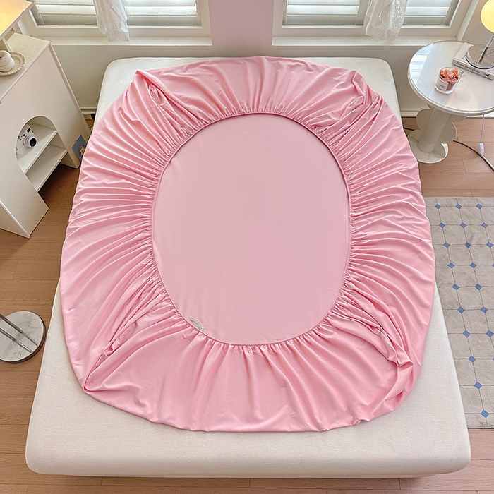 91家纺网 家纺一手货源 找家纺 柔享家（原芷澜家纺） 2025新款法式纯色水洗棉刺绣绣花磨毛床笠汇总（有同款四件套） 粉玉