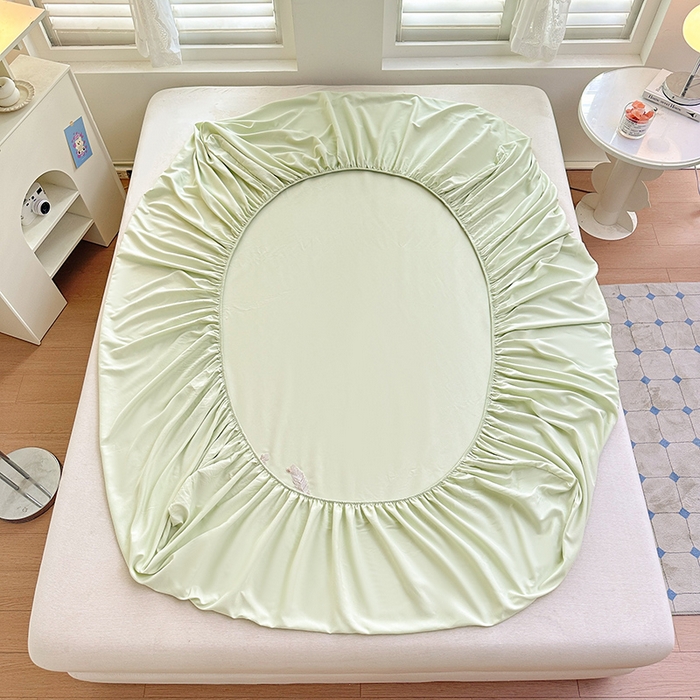 91家纺网 家纺一手货源 找家纺 柔享家（原芷澜家纺） 2025新款法式纯色水洗棉刺绣绣花磨毛床笠汇总（有同款四件套） 嫩绿