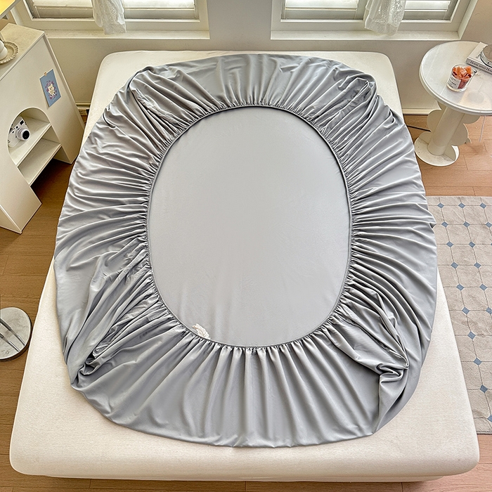 91家纺网 家纺一手货源 找家纺 柔享家（原芷澜家纺） 2025新款法式纯色水洗棉刺绣绣花磨毛床笠汇总（有同款四件套） 浅灰