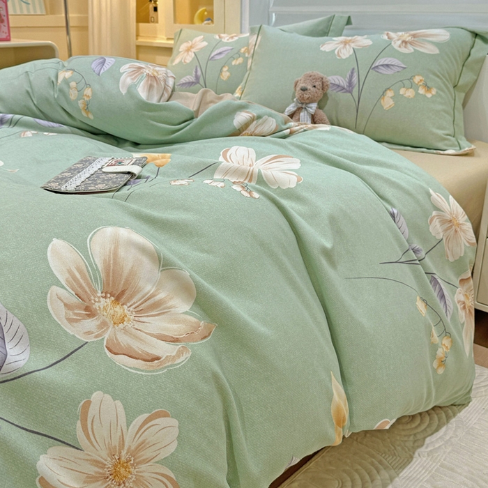 91家纺网 家纺一手货源 找家纺 卡普家居 2025新款全棉纯棉磨毛加厚四件套系列-四件套 春色满园