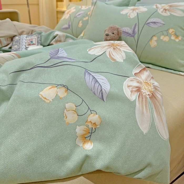 91家纺网 家纺一手货源 找家纺 卡普家居 2025新款全棉纯棉磨毛加厚四件套系列-四件套 春色满园