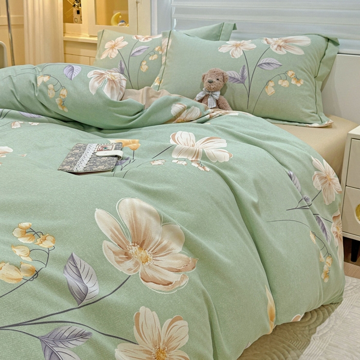 91家纺网 家纺一手货源 找家纺 卡普家居 2025新款全棉纯棉磨毛加厚四件套系列-四件套 春色满园