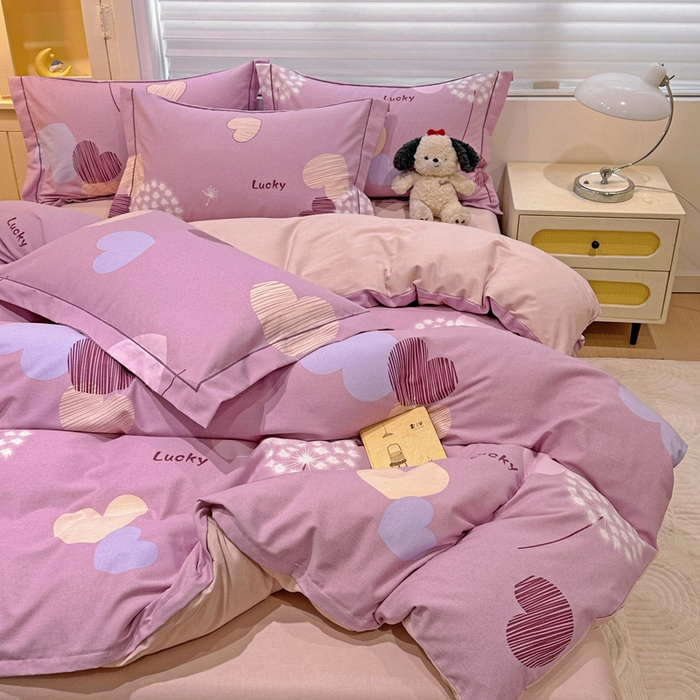 91家纺网 家纺一手货源 找家纺 卡普家居 2025新款全棉纯棉磨毛加厚四件套系列-四件套 怦然心动