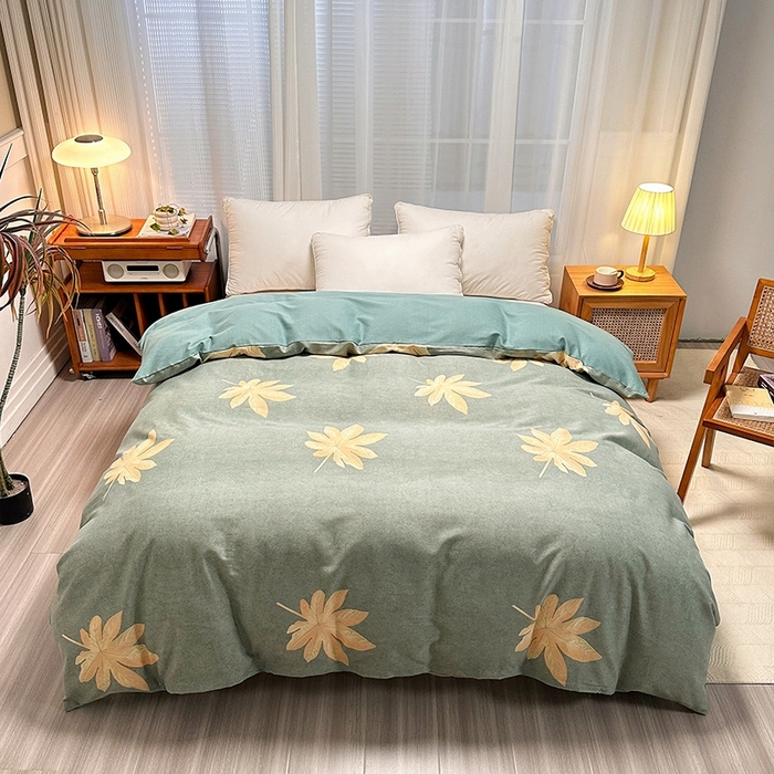 91家纺网 家纺一手货源 找家纺 卡普家居 2025新款全棉纯棉磨毛加厚单品系列-被套单件单被套 枫叶絮