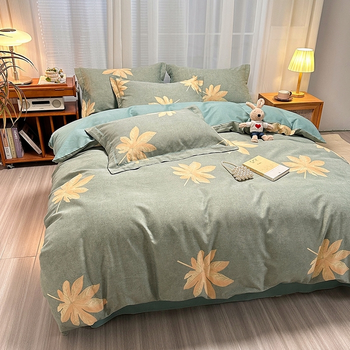 91家纺网 家纺一手货源 找家纺 卡普家居 2025新款全棉纯棉磨毛加厚单品系列-被套单件单被套 枫叶絮