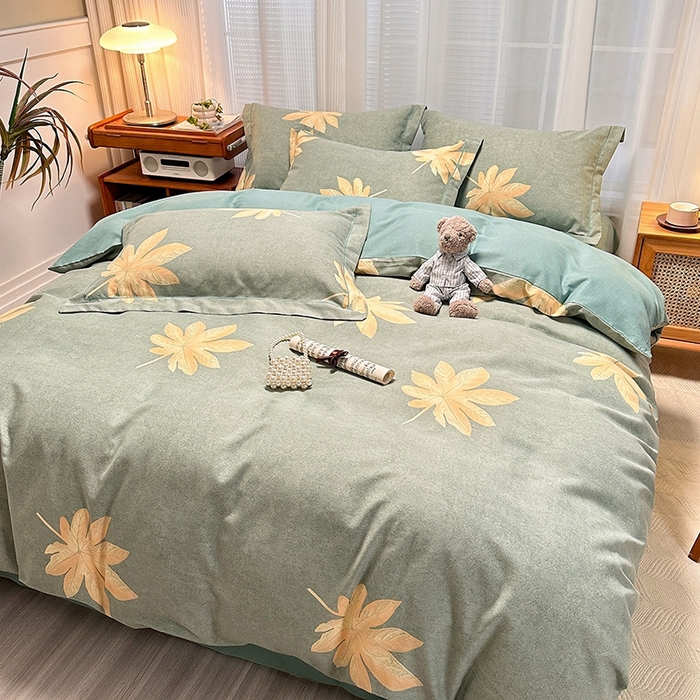 91家纺网 家纺一手货源 找家纺 卡普家居 2025新款全棉纯棉磨毛加厚单品系列-被套单件单被套 枫叶絮