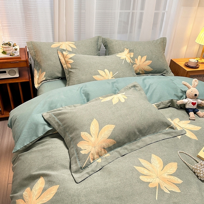 91家纺网 家纺一手货源 找家纺 卡普家居 2025新款全棉纯棉磨毛加厚单品系列-被套单件单被套 枫叶絮