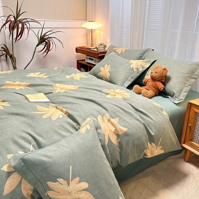 91家纺网 家纺一手货源 找家纺 卡普家居 2025新款全棉纯棉磨毛加厚单品系列-被套单件单被套 枫叶絮