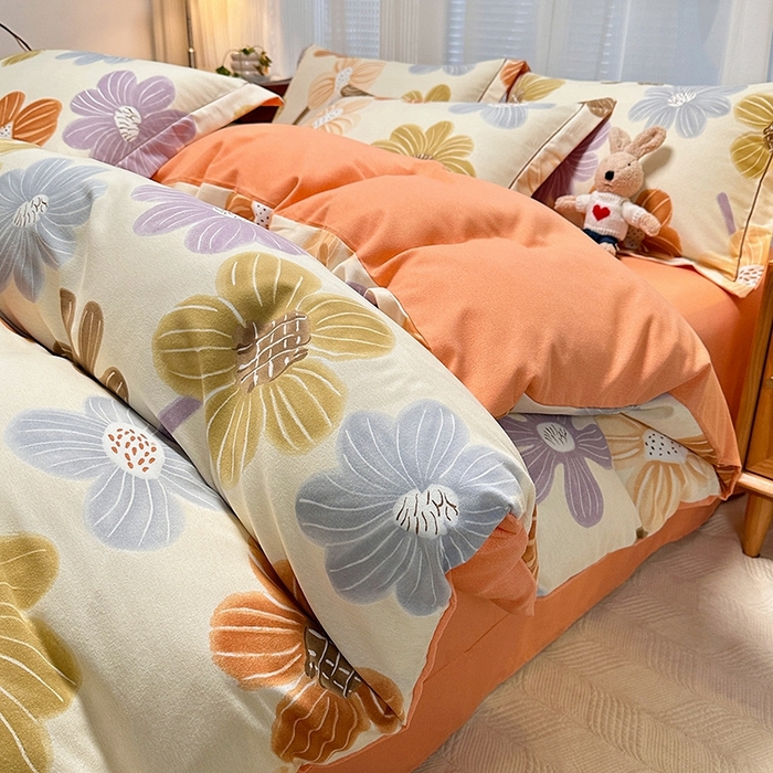 91家纺网 家纺一手货源 找家纺 卡普家居 2025新款全棉纯棉磨毛加厚单品系列-被套单件单被套 花颜朵朵