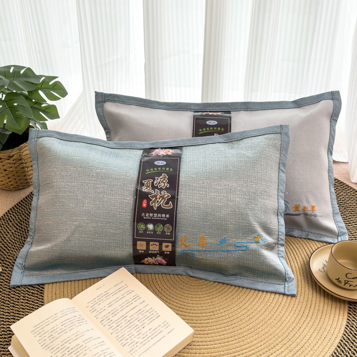 91家纺网 家纺一手货源 找家纺 诺可 2025新款夏凉凉感枕茶香枕 枕头枕芯 艾草
