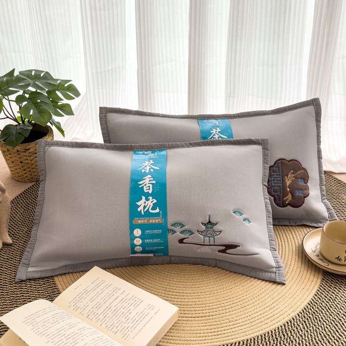 91家纺网 家纺一手货源 找家纺 诺可 2025新款夏凉凉感枕茶香枕 枕头枕芯 茶香-亭子