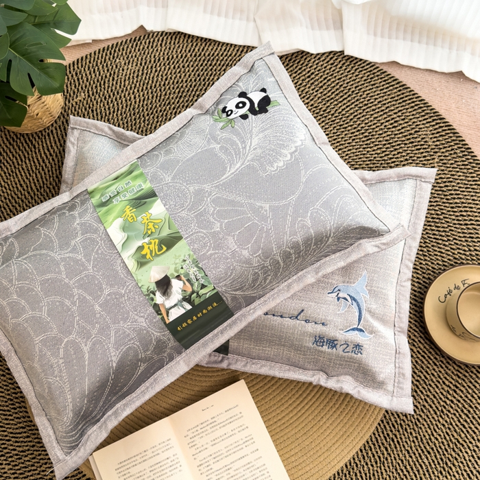 91家纺网 家纺一手货源 找家纺 诺可 2025新款夏凉凉感枕茶香枕 枕头枕芯 熊猫