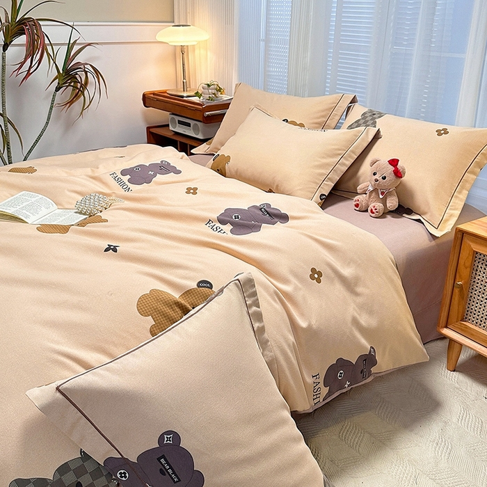 91家纺网 家纺一手货源 找家纺 卡普家居 2025新款全棉纯棉磨毛加厚单品系列-被套单件单被套 欧尼熊