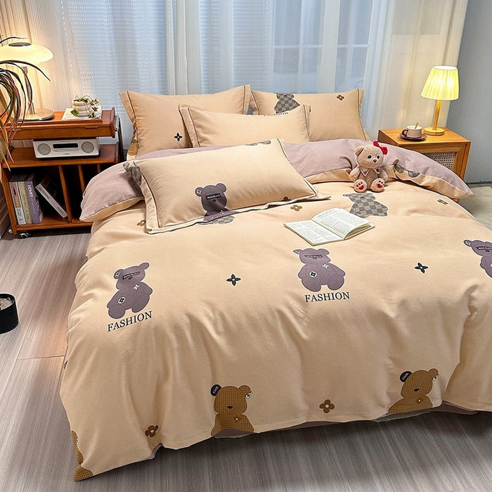 91家纺网 家纺一手货源 找家纺 卡普家居 2025新款全棉纯棉磨毛加厚单品系列-被套单件单被套 欧尼熊