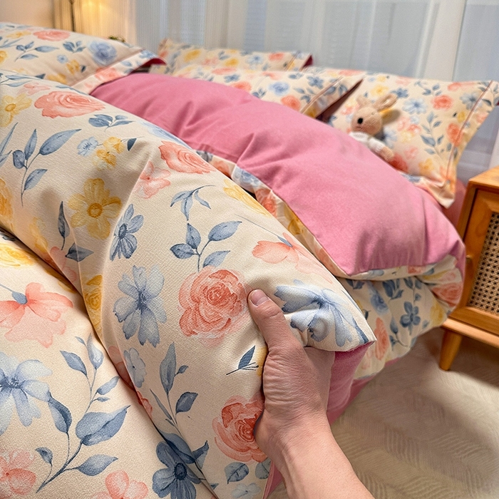 91家纺网 家纺一手货源 找家纺 卡普二店 2025新款全棉纯棉磨毛加厚四件套系列-四件套 花香四溢