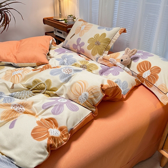 91家纺网 家纺一手货源 找家纺 卡普二店 2025新款全棉纯棉磨毛加厚四件套系列-四件套 花颜朵朵